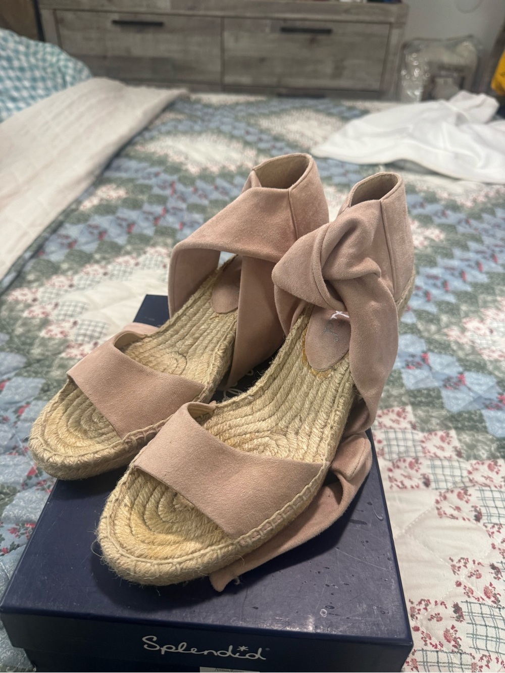 Splendid Blush Pink Espadrille Knot Ankle-Wrap Sandals